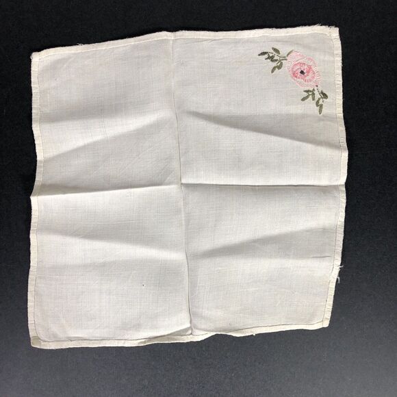 Vintage Small Table Topper Linens Blue and Pink Flowers Needlepoint Handmade 3pc - Picture 9 of 12